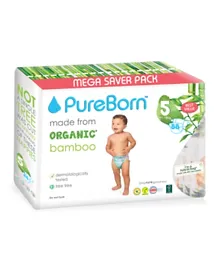 PureBorn Organic Nappy Value Pack Tropic Size 5 - 88 Pieces
