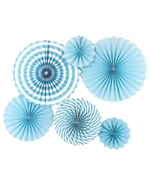 Party Propz Blue Paper Fan Decoration for Boys Blue - pack of 6