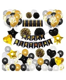 Brain Giggles Black and Golden Birthday Decoration Kit - 98 Pieces