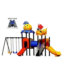 Megastar Juggly Clown Playhouse with double slide Mini Tunnel & triple swings- 690 cm