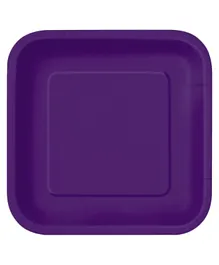 Unique Deep Purple Square Plate Pack of 16 - 7 Inches