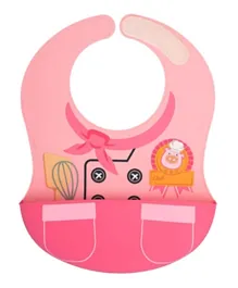 Marcus and Marcus Wide Coverage Silicone Bib - Little Chef Pink
