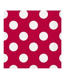 Unique Ruby Red Dot Napkins  - Pack of 16