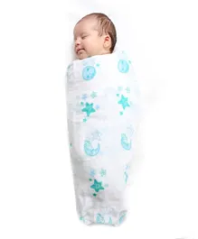 Kaarpas Premium Organic Cotton Muslin Baby Wrap Swaddle With Sky Theme of Moon - Medium
