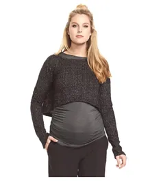 Mums & Bumps Soon Daria Crop Maternity Knit - Black