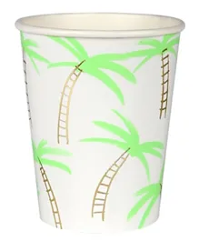 Meri Meri Palm Trees Cups Pack of 8 White and Green - 266 ml