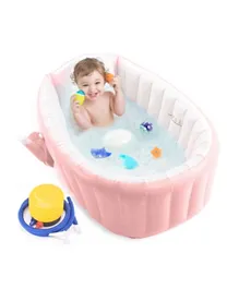 بايبي - حوض استحمام الأطفال القابل للنفخ سانسا مع مضخة هواء - وردي