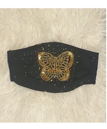 HR International Crystal Wings hand Embroidered Butterfly With Sequins And Stonework Face Mask - Assorted Colors