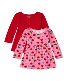 ذا تشيلدرنز بليس - طقم فستان بأكمام قصيرة للأطفال مكون من قطعتين  - متعدد الألوان