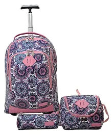 Fusion Trolley Bag with Lunch Bag & Pencil Case Pink Blue - 20 inches