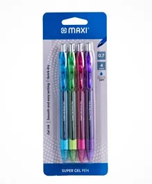 Maxi Gel Pen 0.7mm Blister of Assorted 1 Light Blue + 1 Light Green + 1 Violet +1 Pink - 4 Pieces