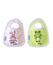 Milk&Moo Cacha Frog and Canchin Baby Muslin Bib Pack of 2 - Pink Green