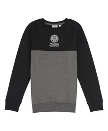 Franklin & Marshall Color Block Logo Crew Neck Sweatshirt - Grey & Black