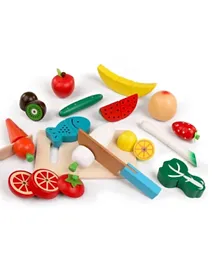 Woody Buddy Cutting Board & Magnetic Fruits & Vegetables Set - Mix