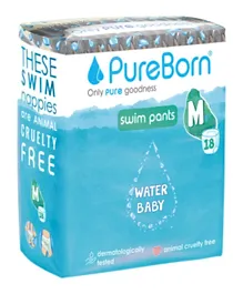 Pure Born Swim Pant Nappies Medium - 18 Pieces