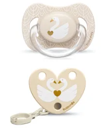 Suavinex Swan Silicone soother+ Clip - Beige