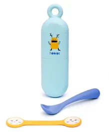 مجموعة سوافينكس بووو للاستخدام أثناء الحركة - حامل الملعقة ومشبك البيب - أزرق