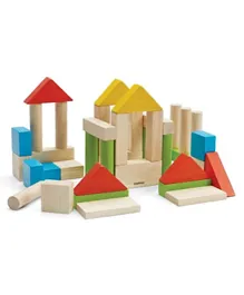 Plan Toys Wooden Sustainable Play Colourful Blocks - 40 Unit Pieces