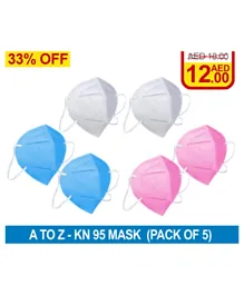 Star Babies A to Z Kids KN 95 Face Mask Assorted Color  - Pack of 5