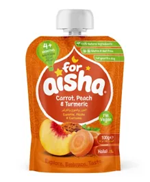 For Aisha Carrot, Peach & Turmeric Fruit Pouch - 100g