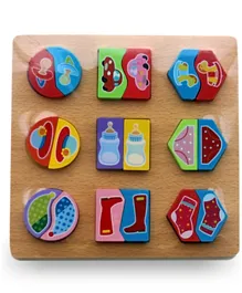 UKR Wooden Paired Shape Baby Puzzle - 9 Pieces