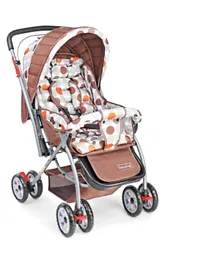 Babyhug Cosy Cosmo Stroller With Reversible Handle & Back Pocket - Coffee Brown