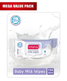 Babyhug Daily Moisturising Milk Wipes Mega Value Pack - 720 Pieces