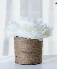 PAN Home Peony Flower In Jute Pot White - 15cm