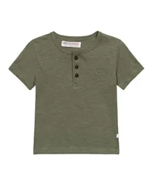 Minoti Embroidered Slub T-Shirt - Olive Green