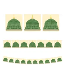 Eid Party Holy Sites of Designs of 10 Flags Banner Bunting - Pack of 3