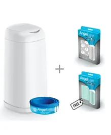 Angelcare Nappy Disposal System Bundle Dress Up Bin + 2 Sleeves - Blue & Grey