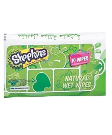 Shopkins Natural Wet Wipes Pack of 10 Wipes -Green