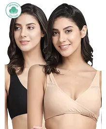 Inner Sense 2 Pack Organic Antimicrobial Sleeping & Feeding Bra - Multicolor