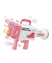 BTT TOYS 64 Holes Electric Bazooka Bubble Machine Gun - Pink