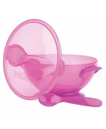 Nuby Suction bowl with Spoon and Lid Pack of 1 - Pink