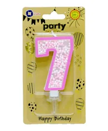 Italo Foam Balls Filled Birthday Candle Pink - Number 7