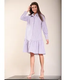 Oh9shop Striped Maternity Dress - Lilac