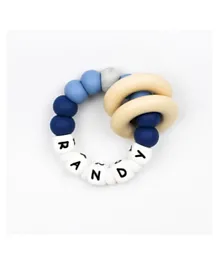 Desert Chomps Silicone & Wooden Personalized Teether Vera - Midnight Blue
