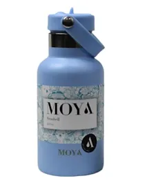 زجاجة ماء مويا العازلة والمستدامة بتصميم صدف البحر لون أزرق بودرة - 350 مل