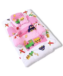 Babyhug Bedding Set Big Transport Print - Pink