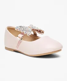 Flora Bella by ShoeExpress Embellished Bow Applique Mary Jane Shoes - Pink