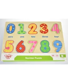 Tooky Toy Wooden Number Puzzle Multi Color - 11 Pieces