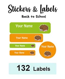 Ladybug Labels Personalised Name School Labels Hedgehog - 132 Pieces