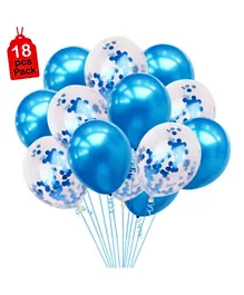 Party Propz Blue Latex & Confetti Balloons for Boys Birthday Party - Pack of 18