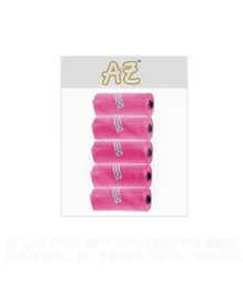 A to Z Disposable Non Scented Bag Stress Resistant, Puncture Resistant, Neutralizes The Unpleasant Odours, 32 x 22 cm, 0 Months+, Pink - 5 Rolls