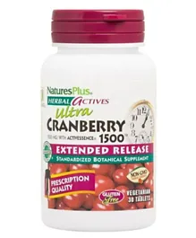 NATURES PLUS Herbal Actives Ultra Cranberry 1500 Extended Release Tablets - 30 Pieces