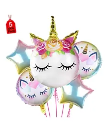 Party Propz Unicorn Balloons Combo for Unicorn Theme Party Multicolour - Pack of 5