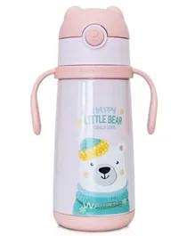 Dawson Sport Pink Happy Little Bear Water Bottle with Straw - 400ml