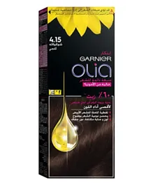 غارنييه أوليا صبغة شعر دائمة بزيت الجمال 4.15 شوكولاتة مثلجة - 220 جرام