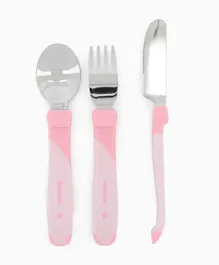 Twistshake Learn Cutlery Stainless Steel Set - Pastel Pink